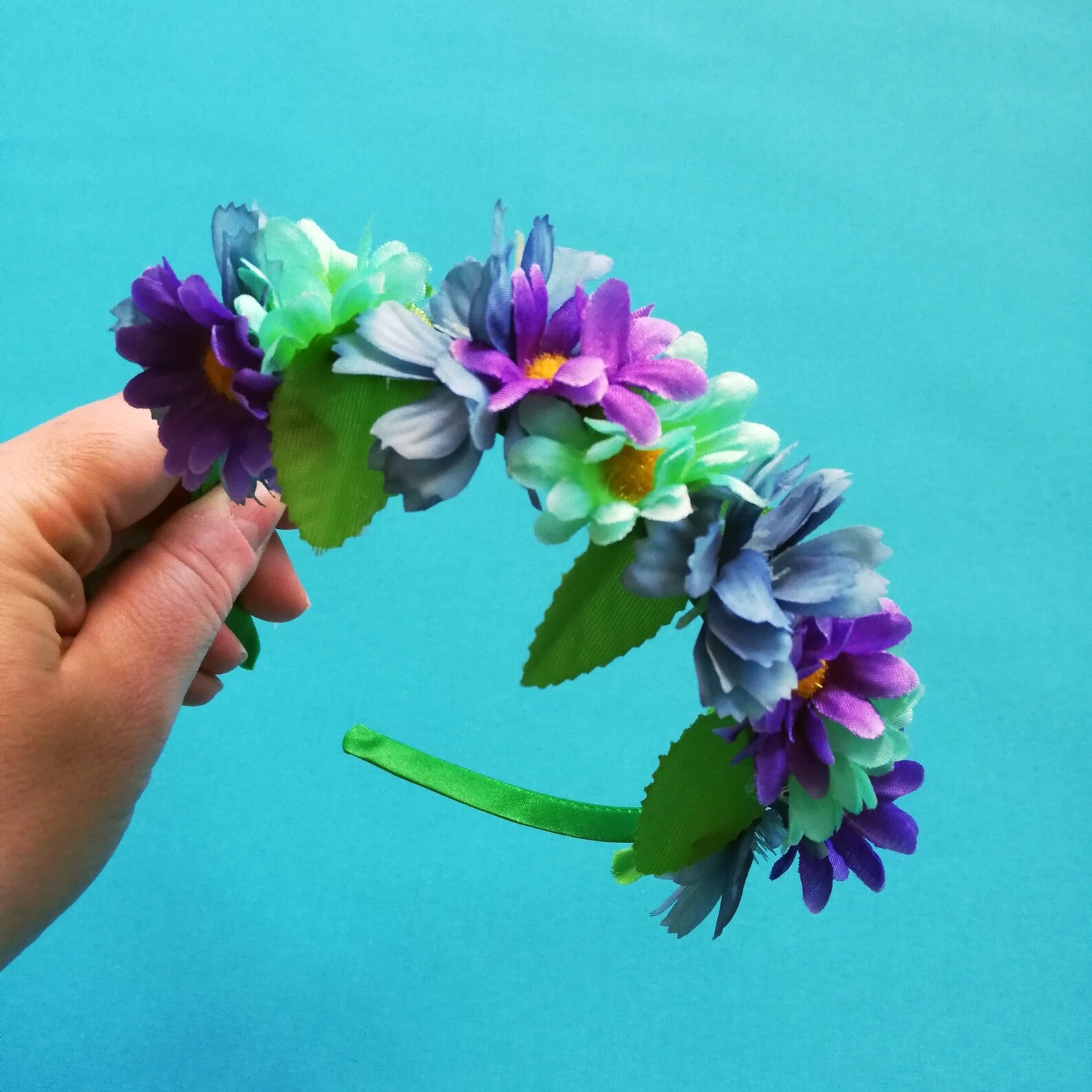 Purple and Teal Flower Crown Etsy
