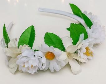 White Daisy Flower Crown