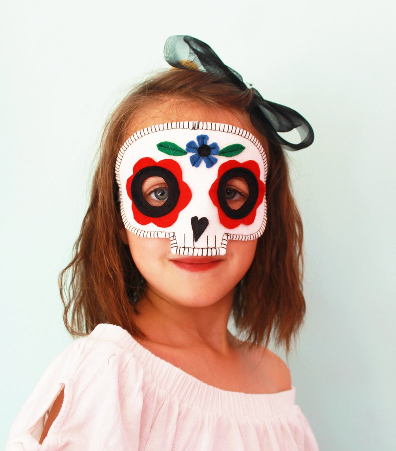 Child's Sugar Skull Halloween Mask Day of the Dead Mask Skeleton Mask image 5