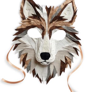 Masque de loup imprimable - impression à la maison - modèle de masque animal - décoration d'intérieur - fête d'enfants des bois