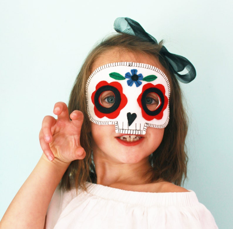 Child's Sugar Skull Halloween Mask Day of the Dead Mask Skeleton Mask image 8