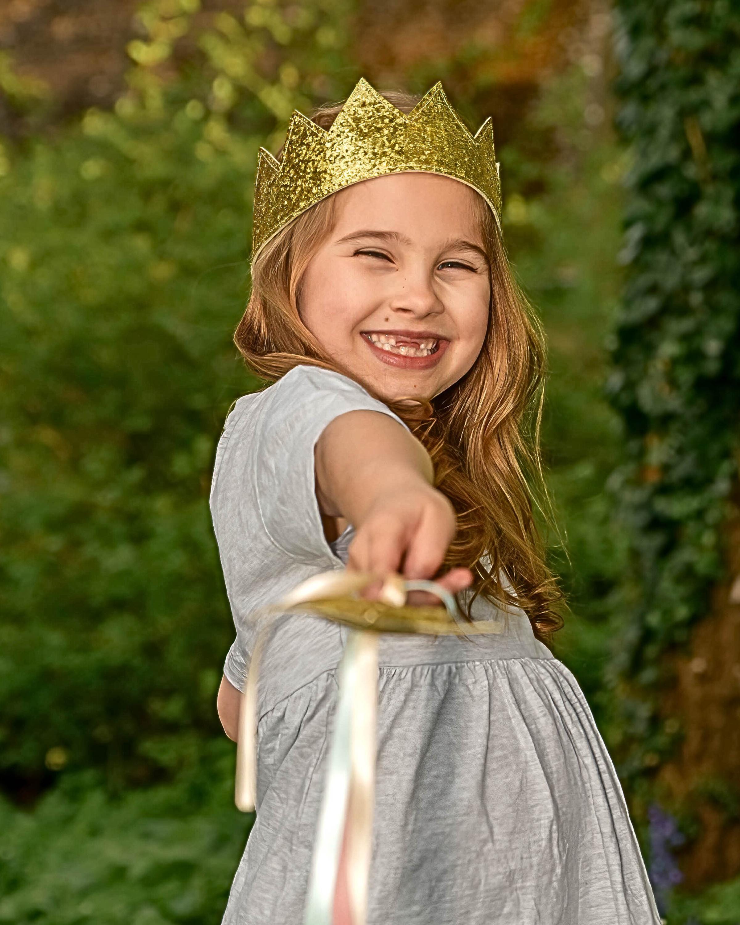 Sparkly Gold Crown - Kids' Fancy Dress Accessory