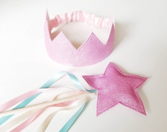 Pink Wand and Crown - Magic Wand - Princess Crown and Wand - Fairy Costume - Fairy Party