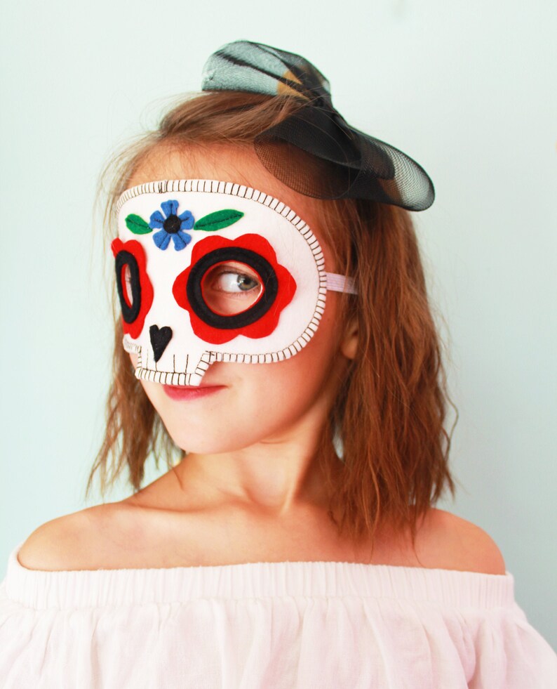 Child's Sugar Skull Halloween Mask Day of the Dead Mask Skeleton Mask image 1