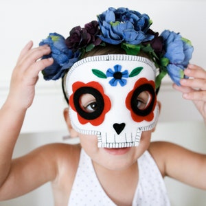 Child's Sugar Skull Halloween Mask Day of the Dead Mask Skeleton Mask image 10