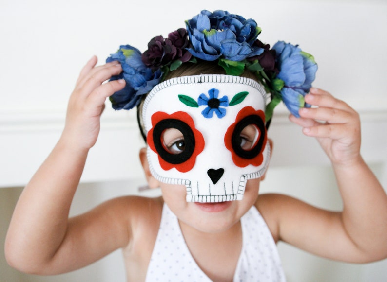 Child's Sugar Skull Halloween Mask Day of the Dead Mask Skeleton Mask image 10