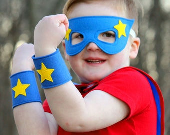 Wool Felt Superhero Mask and Cuffs Costume Set