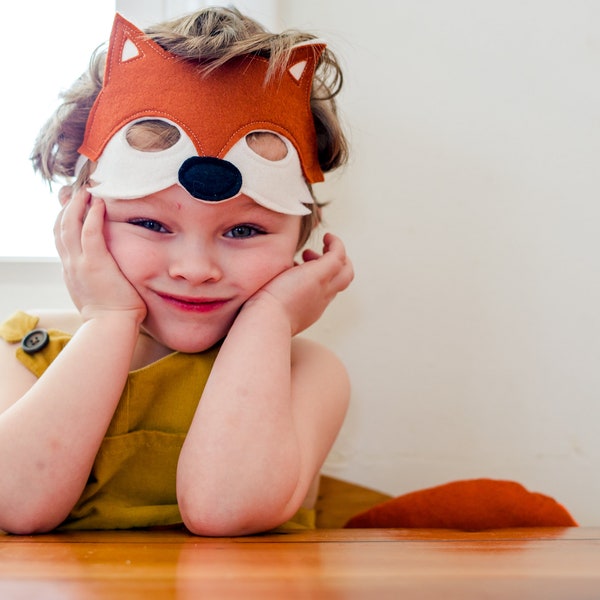 Felt Fox Mask for Kids - Handmade Animal Costume, Whimsical Children's Dress Up Accessory