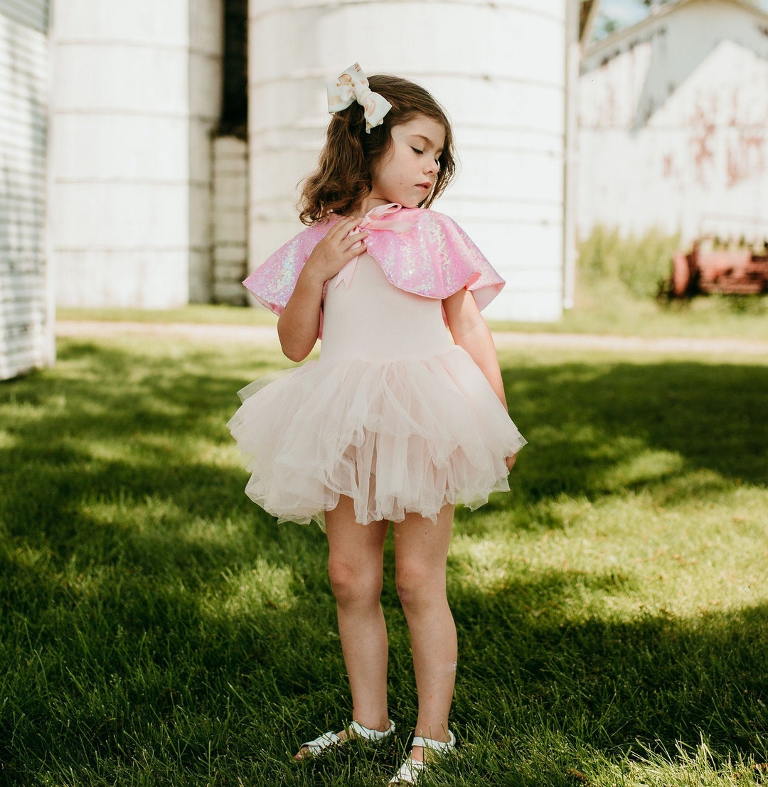 Pink Sequin Cape Glitter Cape Kids Festival Cape Sequin Capelet Princess Costume Flower Girl ...