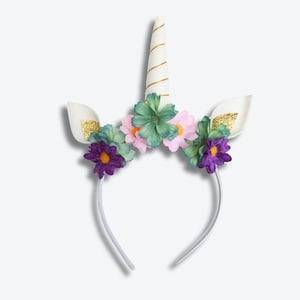 Rainbow Pastel Floral Unicorn Headband Bild 7