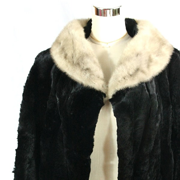 vintage Annis Mink & Faux Fur Shawl Col Cropped Swing Coat avec cintre, fourrures McLeans