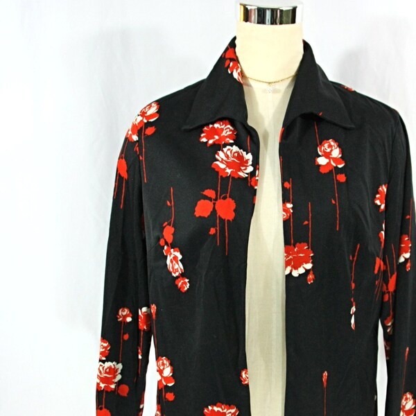 Black Shirt Red Rose Etsy