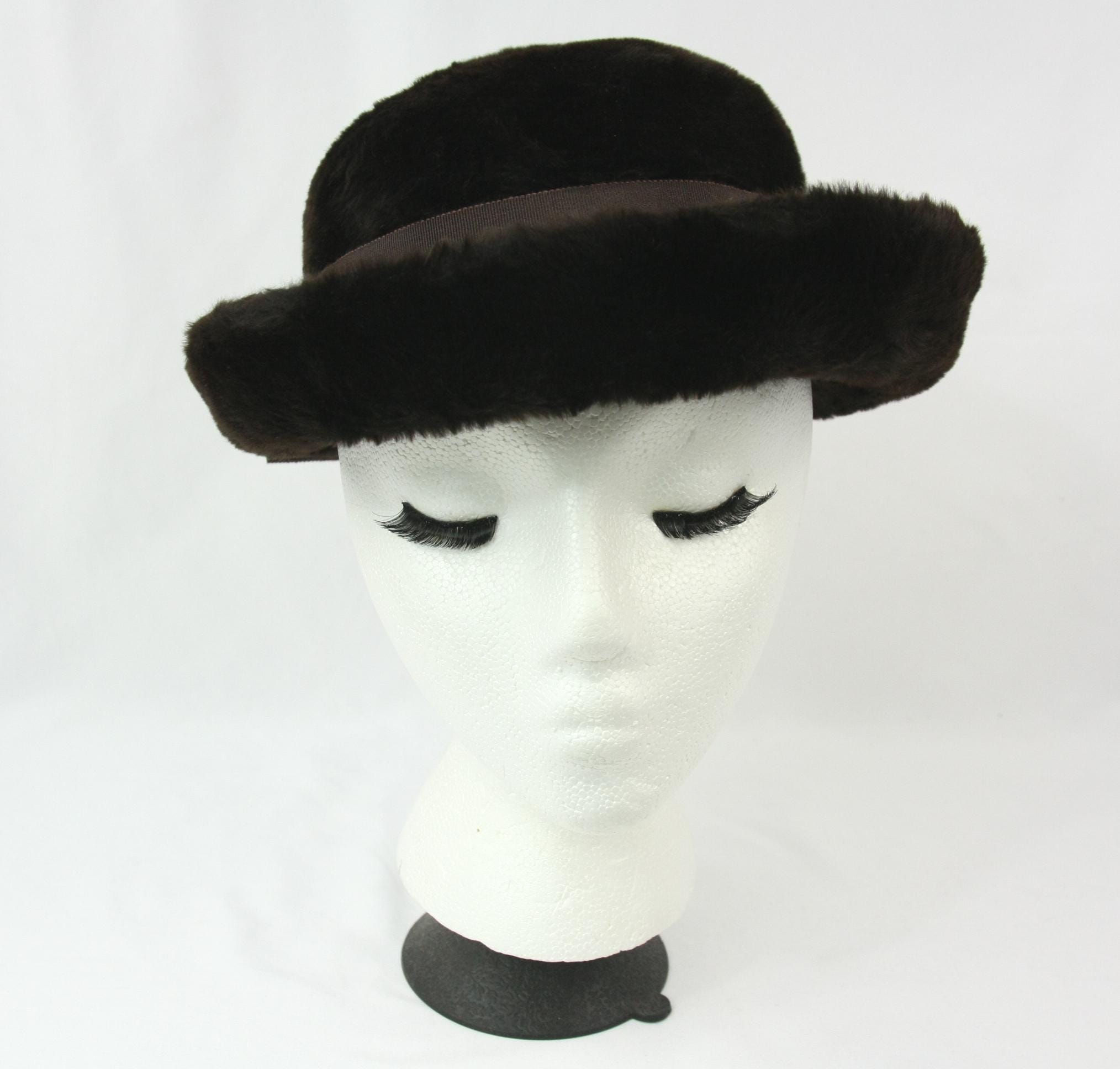Vintage Caravelle Patrice Faux Fur Felt Bowler Derby 