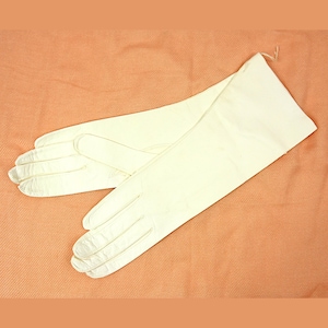 Vintage Deadstock Kidskin Leather 3/4 Length Womens Driving Gloves White 7 Italy