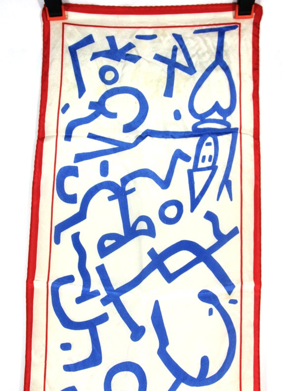 Vintage Albert Nipon Abstract Pop Art Silk Scarf … - image 1