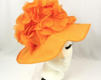 60s Mr. Kurt Original Wide Brim Peaches & Cream Orchid Hat 60 main image 3