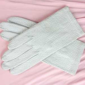 Vintage Van Raalte Split Cuff Pebbled Leather Damhandskar Grå - 6 1/2