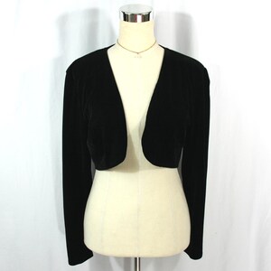 Vintage Jump by Wendye Chaitin Velvet Cropped Jacket Blazer Bolero Black S 1990s Y2K