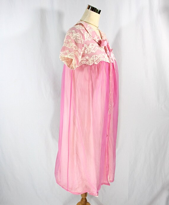 Vintage Pink Chiffon & Lace Short Sleeve Baby Dol… - image 5