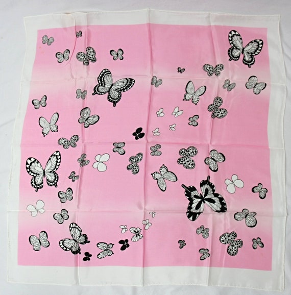 Vintage Butterfly Satin Acetate Scarf Set Green P… - image 5