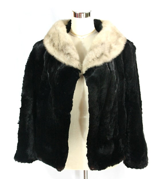 Vintage Annis Mink Collar and Faux Fur Cropped Swing Coat With