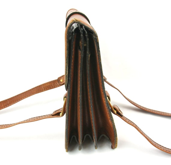 Vintage Leather Messenger Satchel Envelope Handba… - image 7