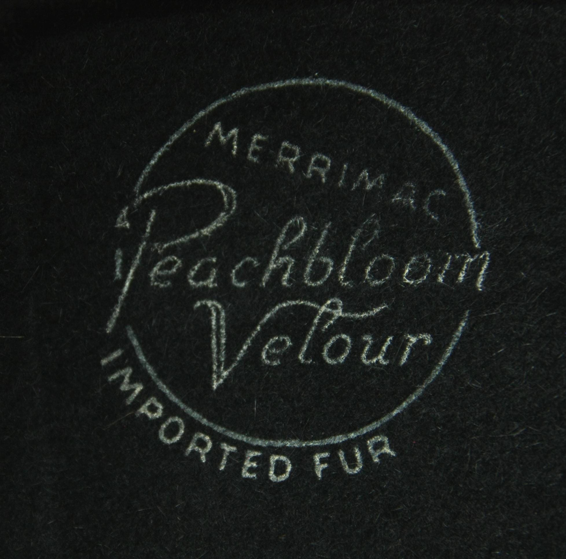 Vintage Merrimac Peachbloom Velour Velvet Felt Beaded Calot 