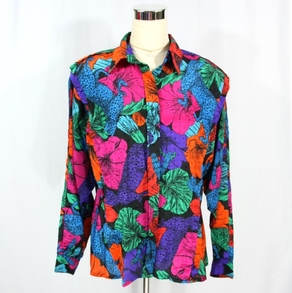 Vintage Shapely Floral Colorful Cheetah Pleated Sa