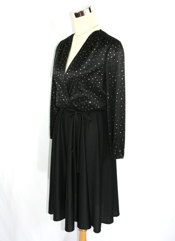 Vintage Black and Gold Polka Dot Surplice Blouson… - image 4