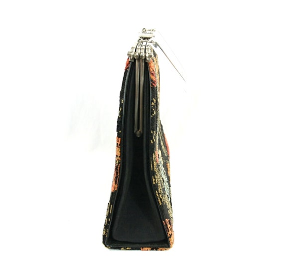 Vintage Lucite Handle Floral Tapestry Carpet Bag … - image 5