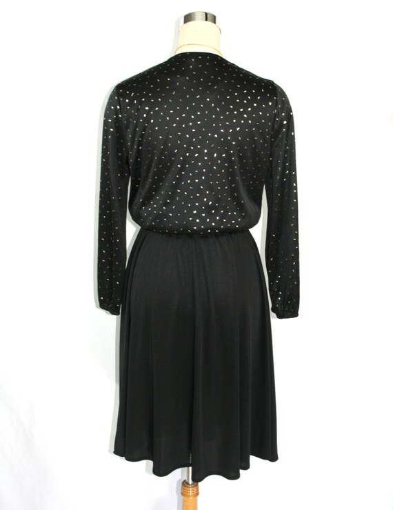 Vintage Black and Gold Polka Dot Surplice Blouson… - image 5