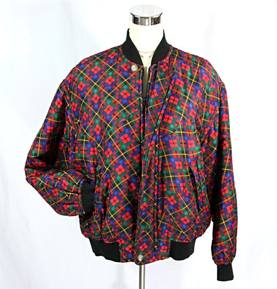 Vintage Kriss Kross Womens Silk Plaid Tartan Zip … - image 1