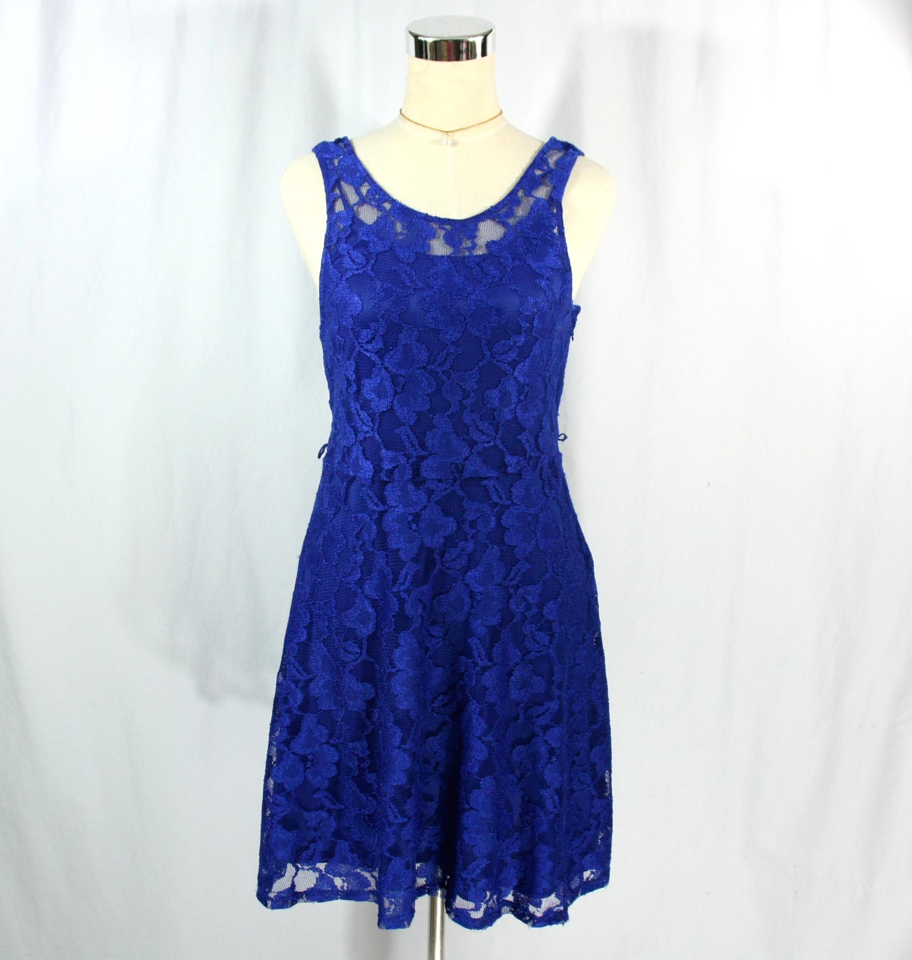 express blue lace dress EXPRESS Design Studio Dark Navy with Black Trim Lace Dress Size 0 New