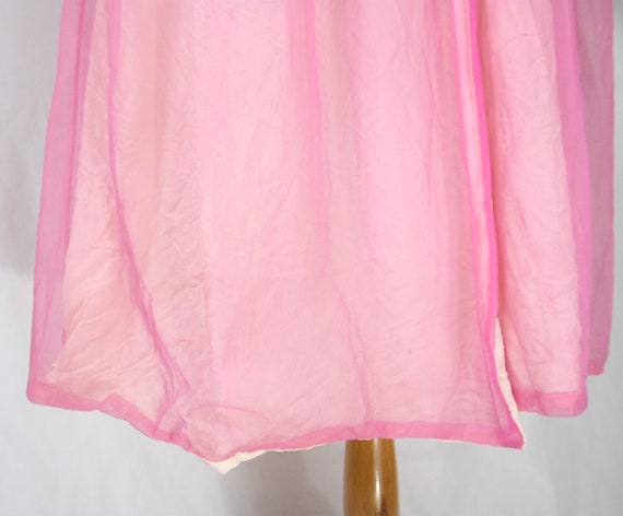 Vintage Pink Chiffon & Lace Short Sleeve Baby Dol… - image 3