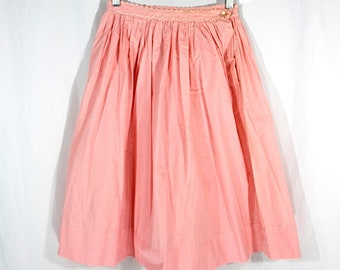 Vintage Pink Polka Dot Midi Mid Length Flair Circle Skirt Rockabilly 1950s Small Extra Small