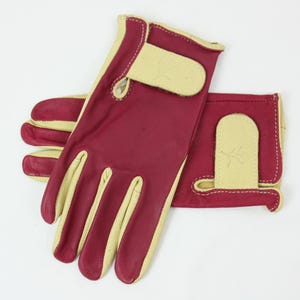 Vintage Wells Lamont Split Cuff Getskinnsläder Dam Körhandskar S Rosa