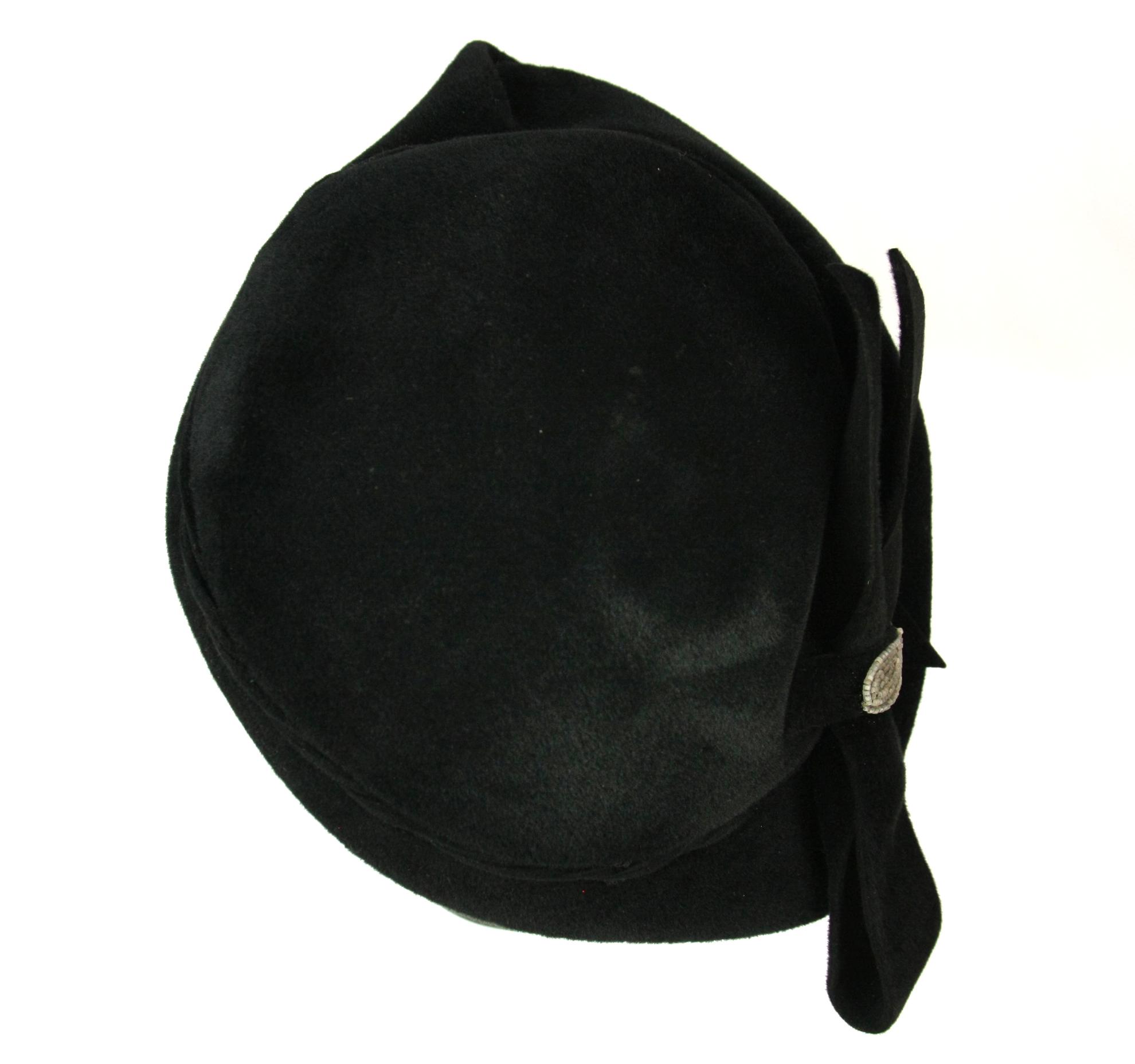 Vintage 50s Merrimac Deluxe Velour Fur Felt Beret Pillbox Hat Black Mod Vintage Black Lamb Fur Pillbox Hat, Vintage Hat, Vintage  main image 2