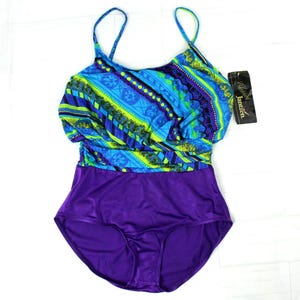 Vintage Deadstock Jantzen Striped One Piece Swim Bathing Suit 8 NEW with Tags Swimwear 1980s