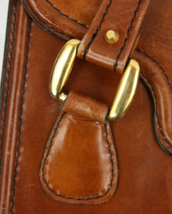 Vintage Leather Messenger Satchel Envelope Handba… - image 2
