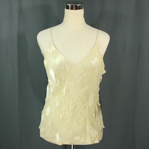 Vintage Signatures Russ Taylor SILK Blend Metallic Cami Camisole Tank Top Ivory S M