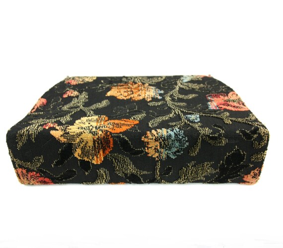 Vintage Lucite Handle Floral Tapestry Carpet Bag … - image 6