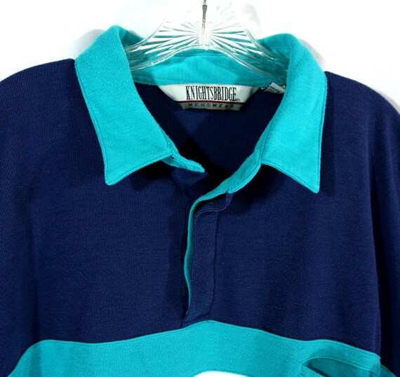 Vintage Knightsbridge Striped Mens Short Sleeve Polo Top Collared