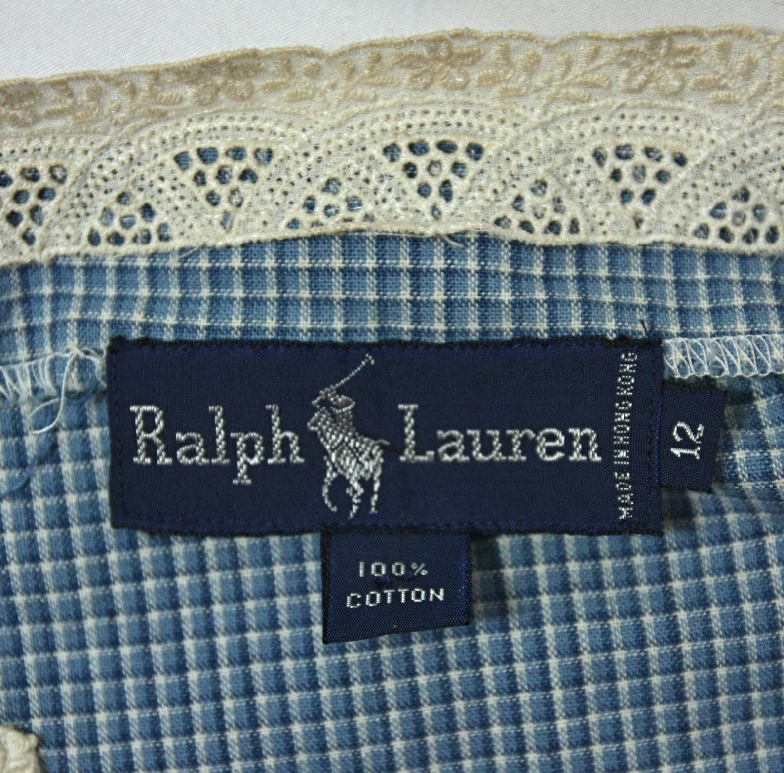 Vintage Ralph Lauren Prairie Western Blue Plaid Lace Trim - Etsy