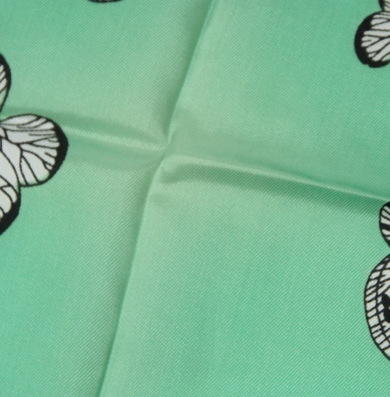 Vintage Butterfly Satin Acetate Scarf Set Green P… - image 3