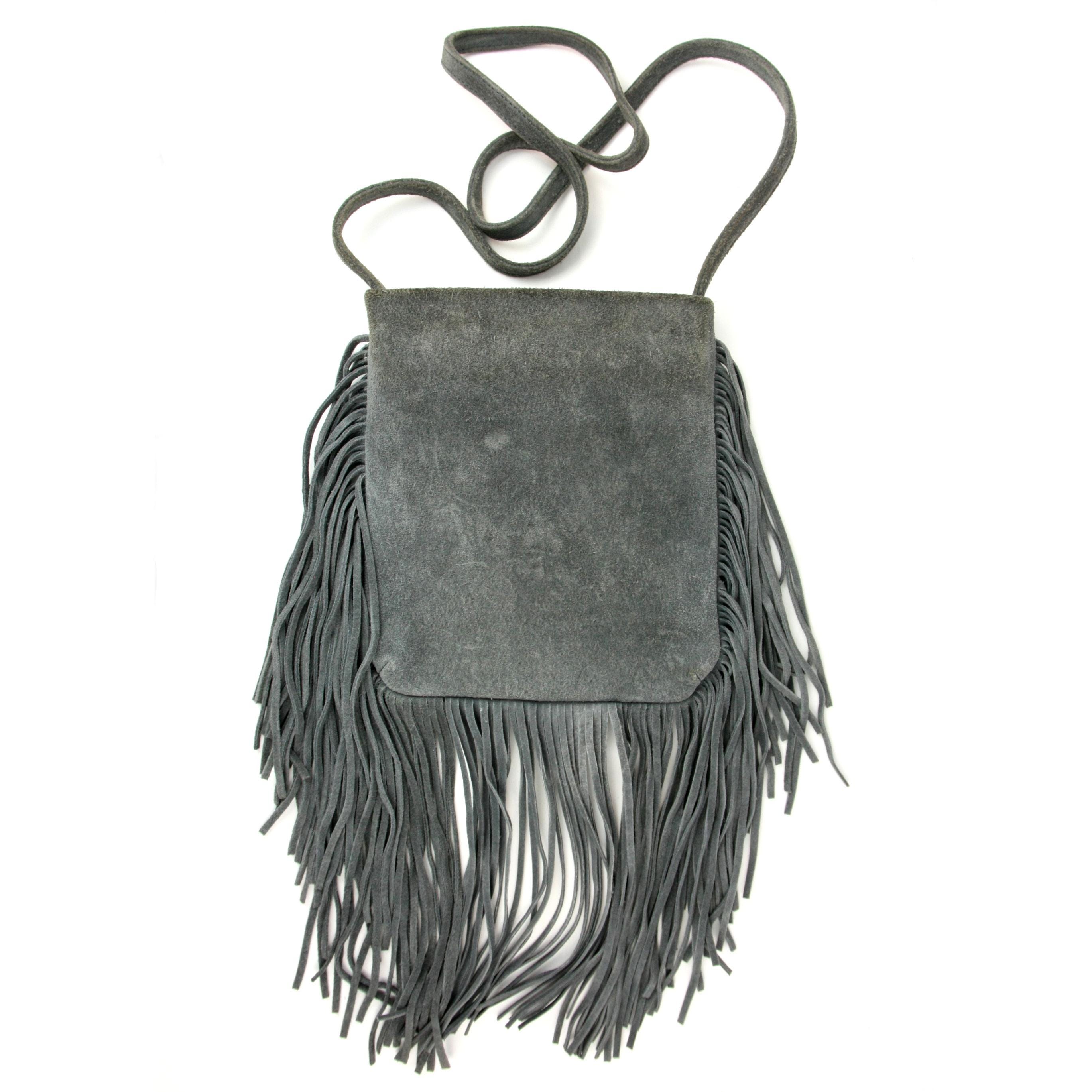 Vintage Monserat De Lucca Suede Leather Fringe Handbag 