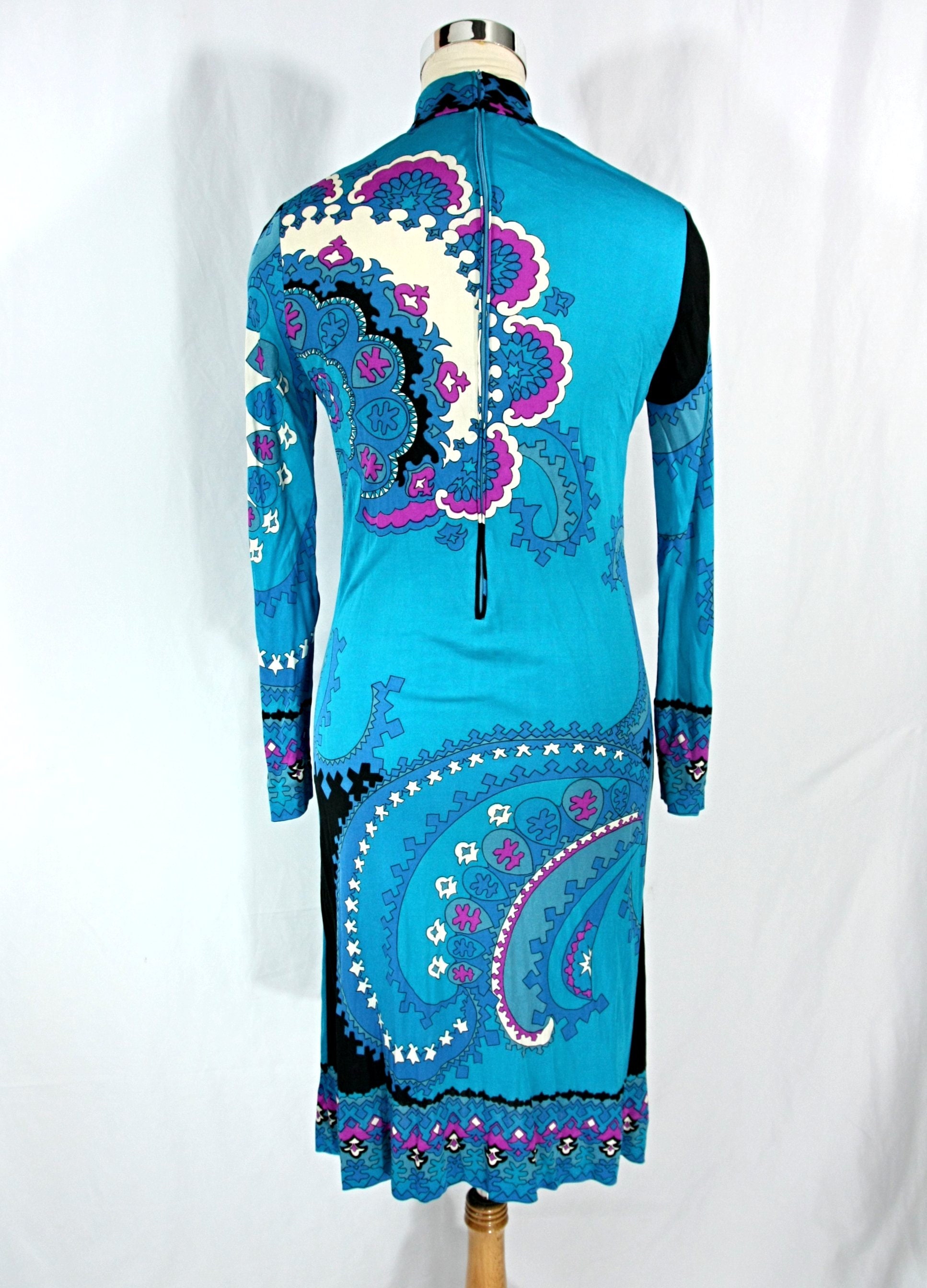 美品　LEONARD Paris Sublime Vintage Leonard Paris Silk Jersey Dress In Navy