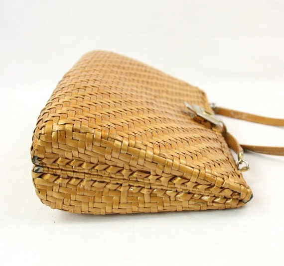 Vintage Rodo Straw Basket Weave Rigid Crossbody H… - image 5