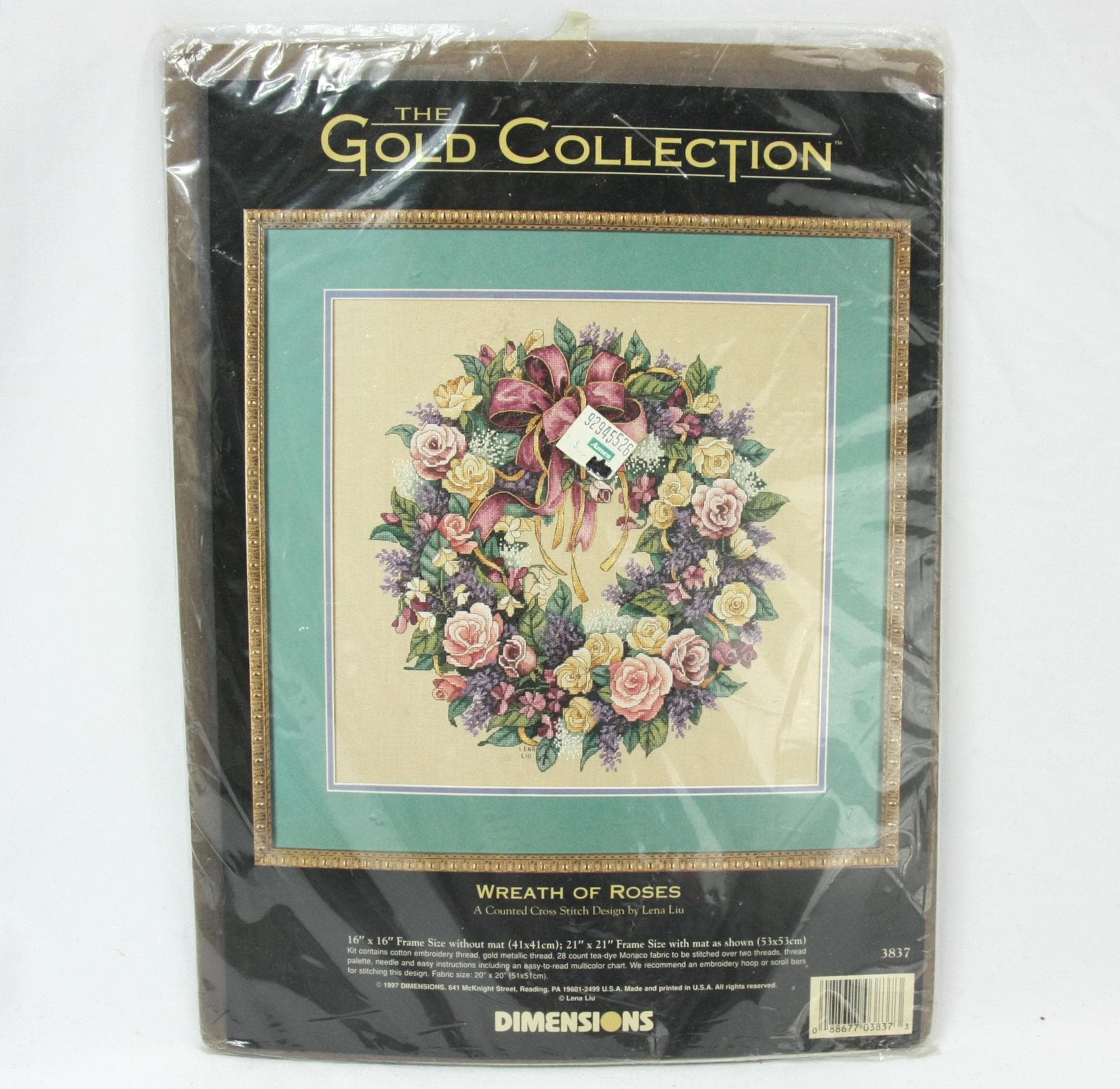 Dimensions Gold Collection SEALED Lena Liu Wreath of Roses Counted