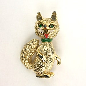 Vintage Gerrys Laughing Fox Gold-Tone Rhinestones Enamel Pin Brooch Signed