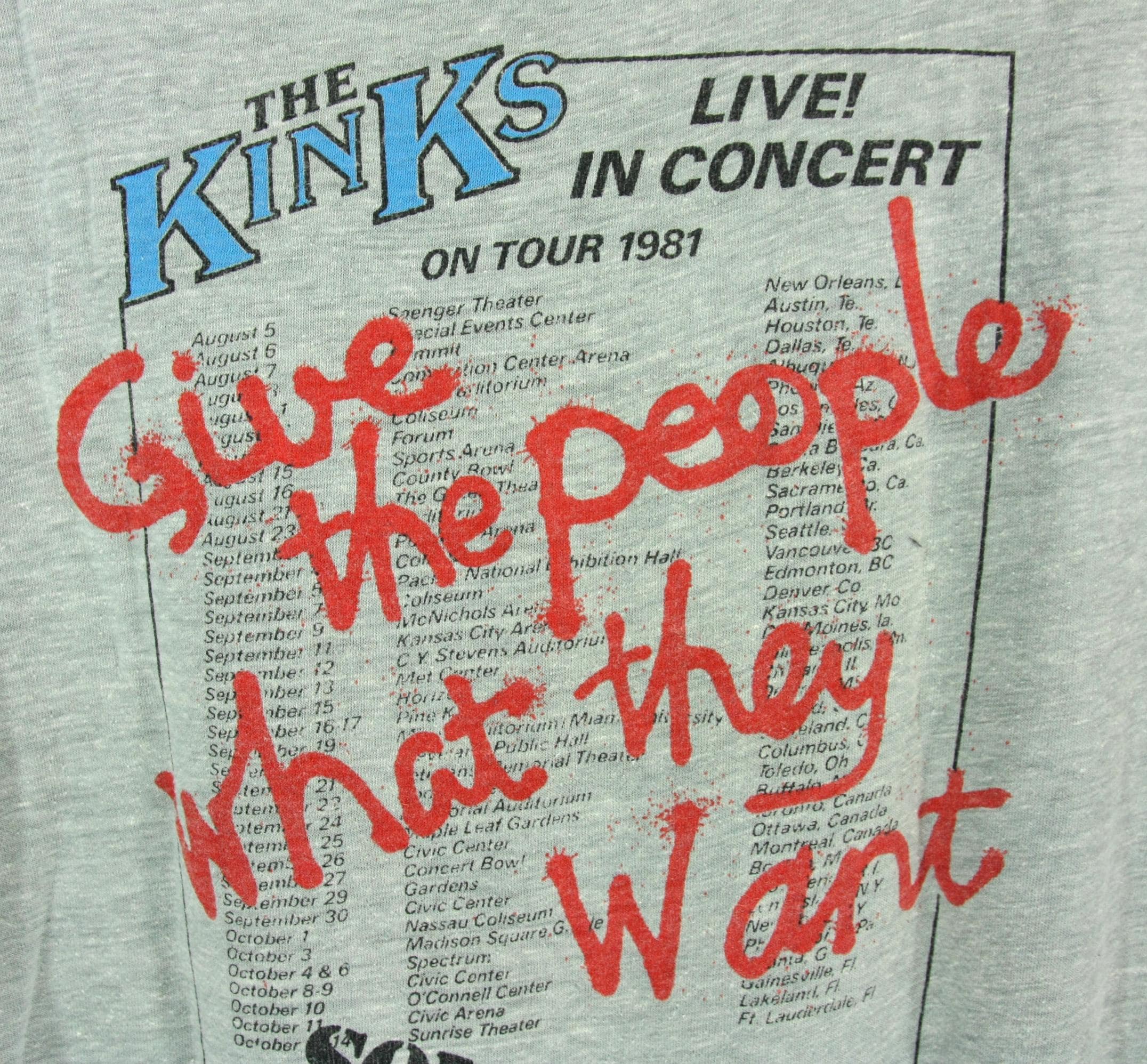 Vintage the Kinks USA Tour 1981 Concert Tee Single Stitch Baseball 
